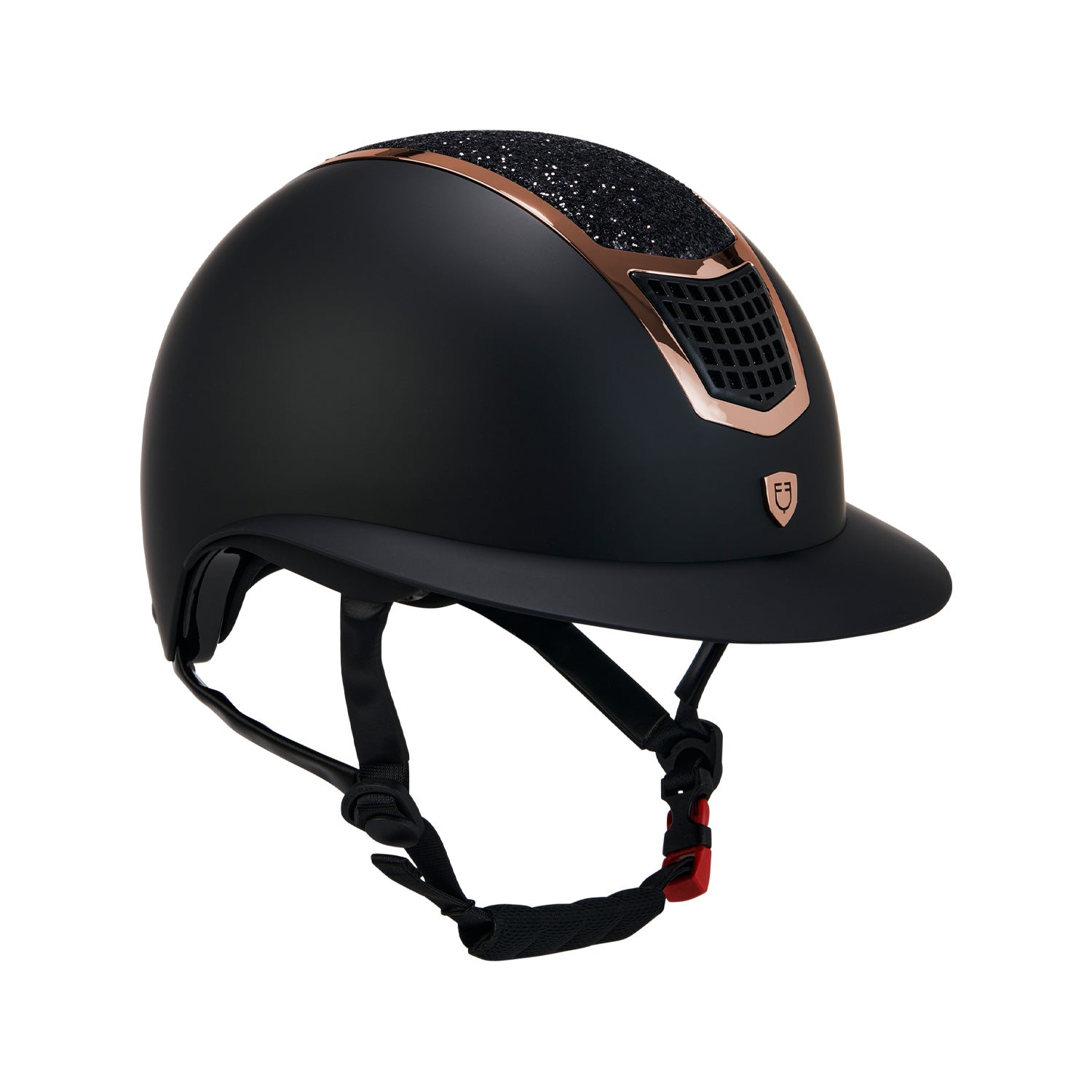 Equestro casco equestro modello eclipse stone mat wide visor (3 padding) - Colore BLACK/ROSE GOLD