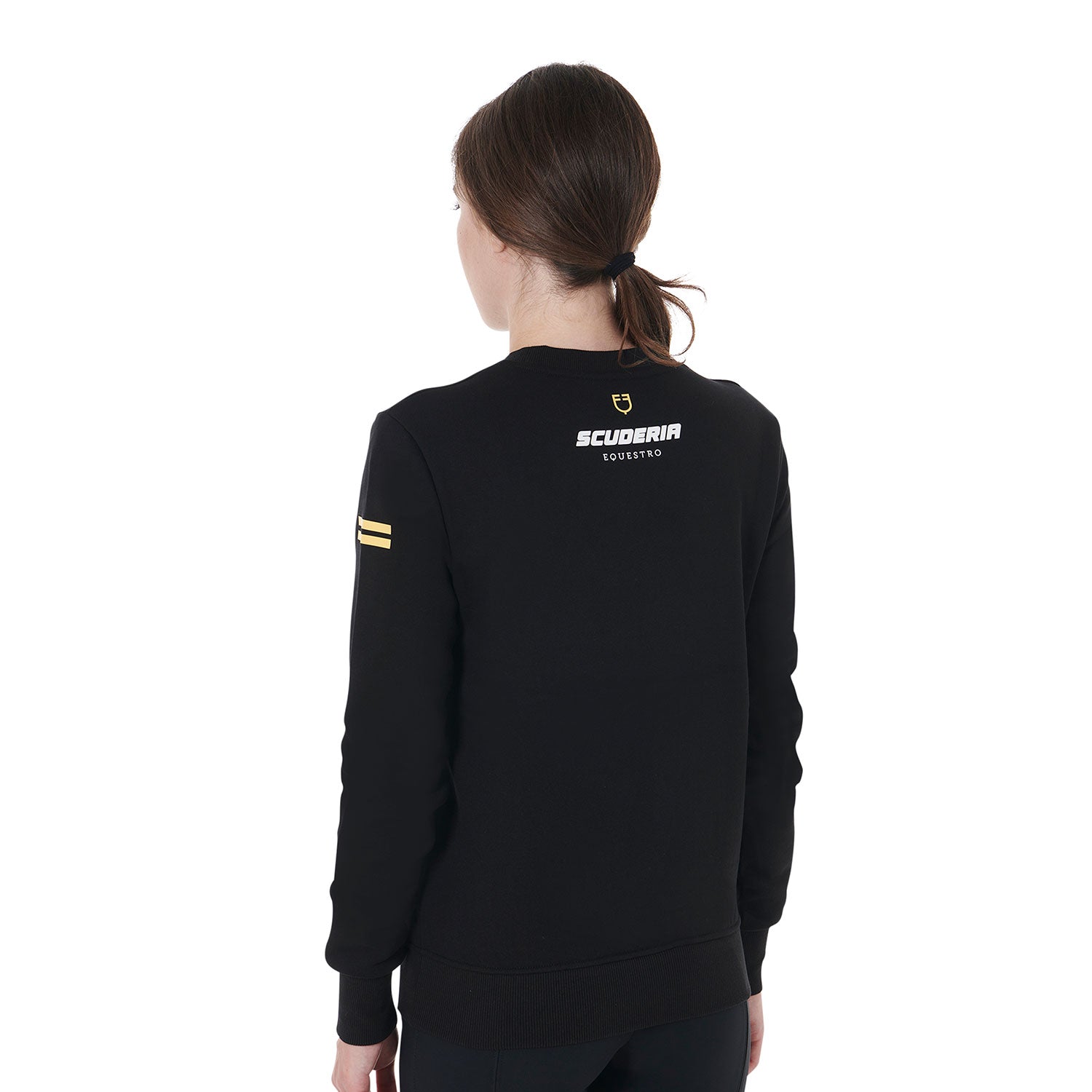 Equestro women's scuderia equestro collection round neck sweatshirt - Colore BLACK