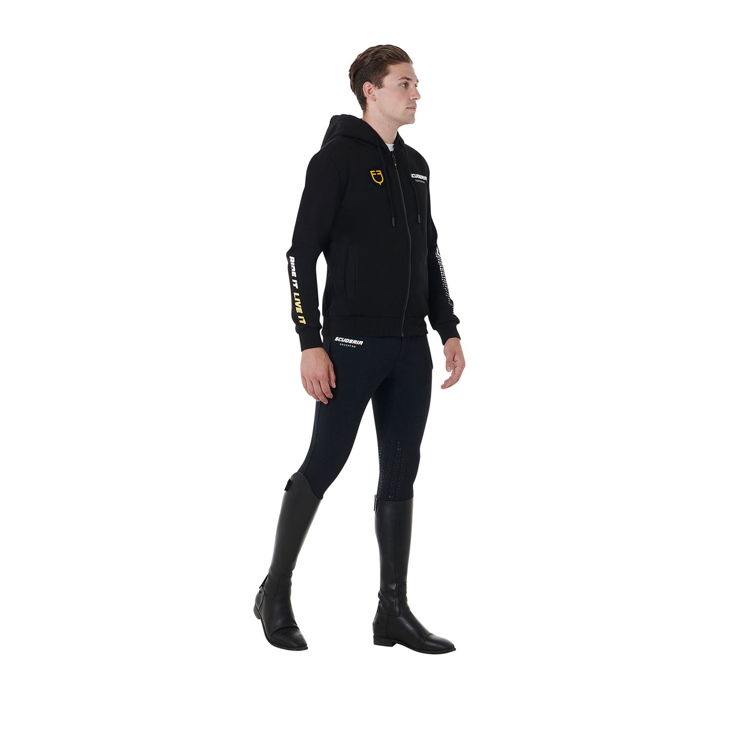 Equestro men's scuderia equestro collection full zip hoodie - Colore BLACK