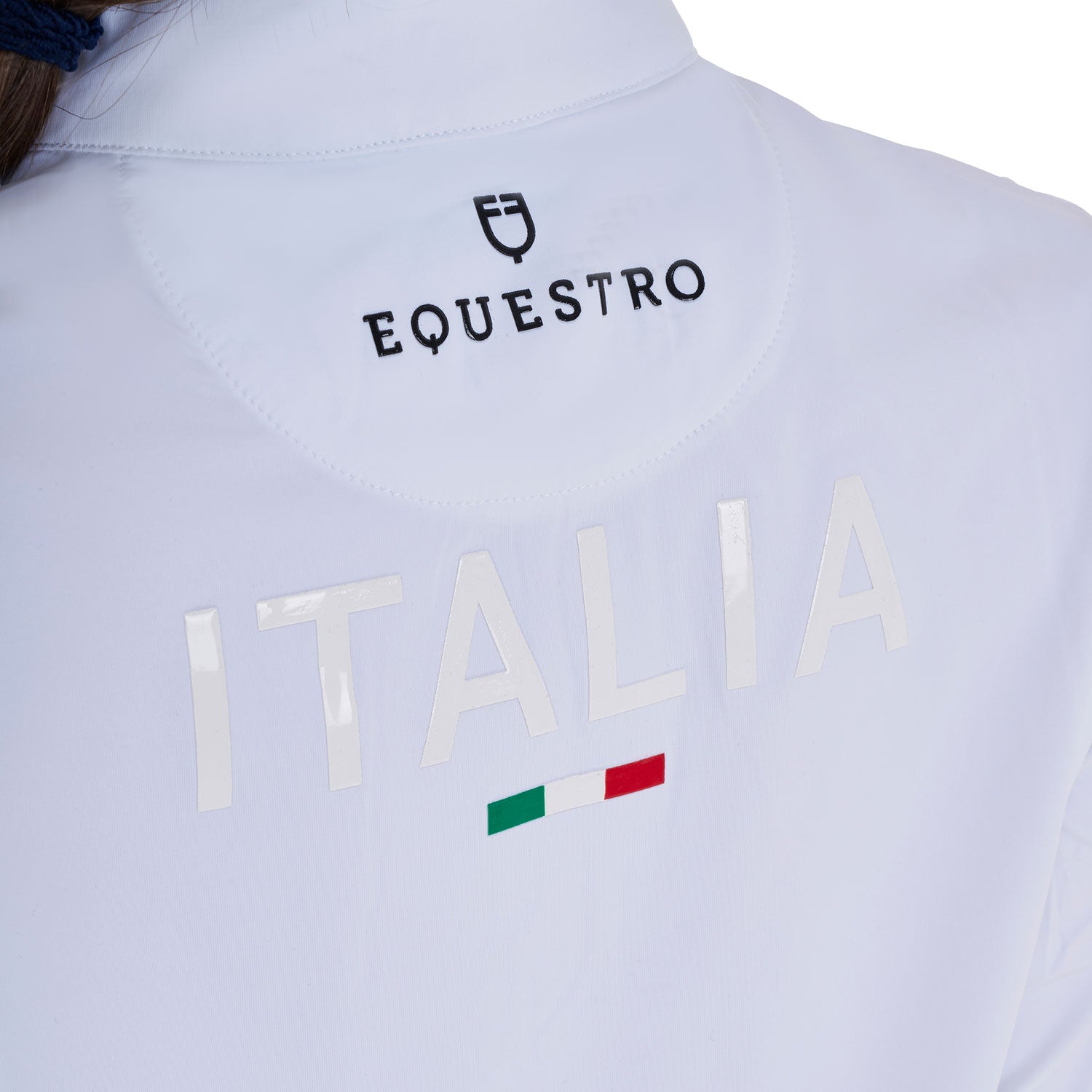 Equestro girl's competition polo zip ls flag  equestroxfise - Colore WHITE