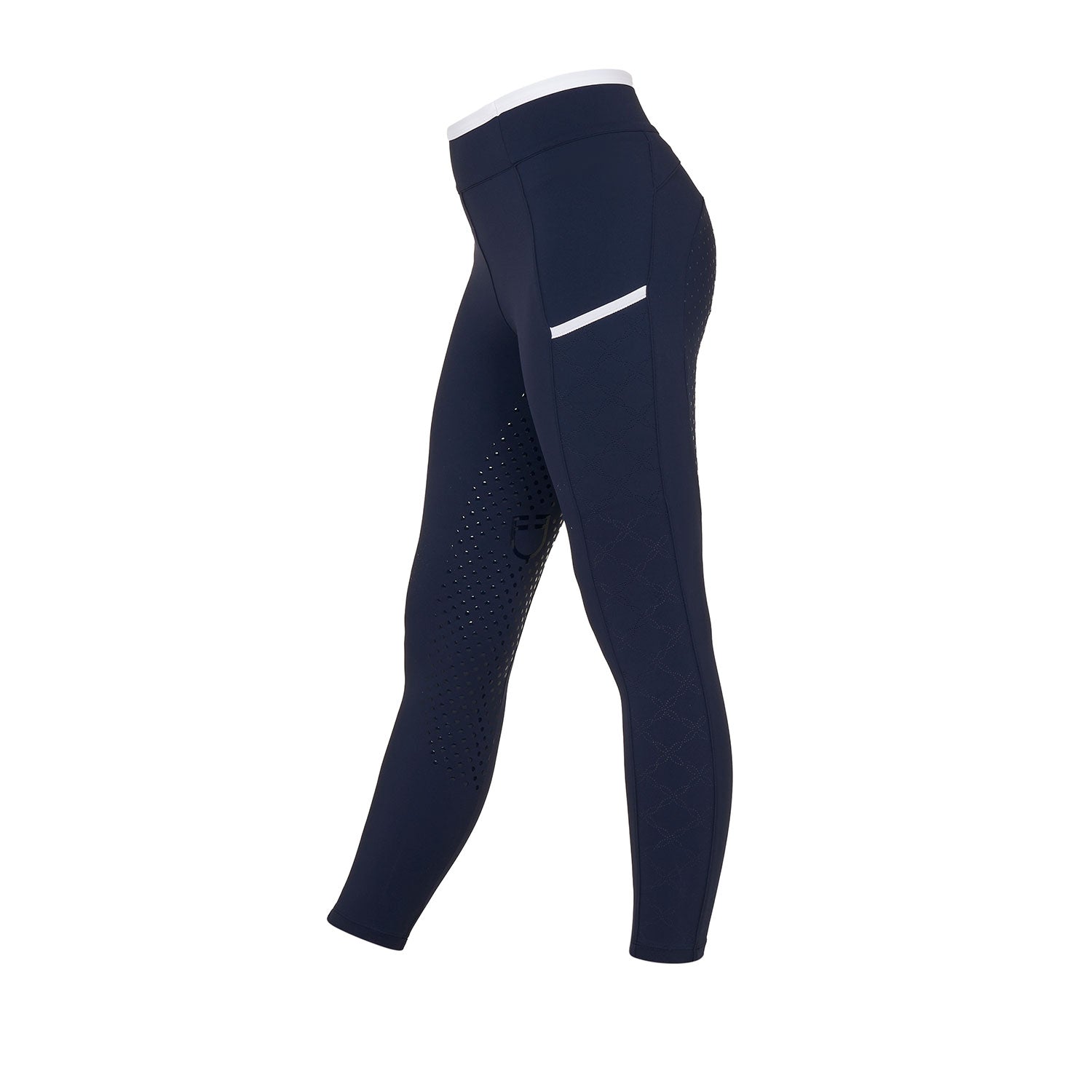 Equestro girl's perforated hybrid training leggings - Colore NAVY BLAZER (19-3923)/WHITE
