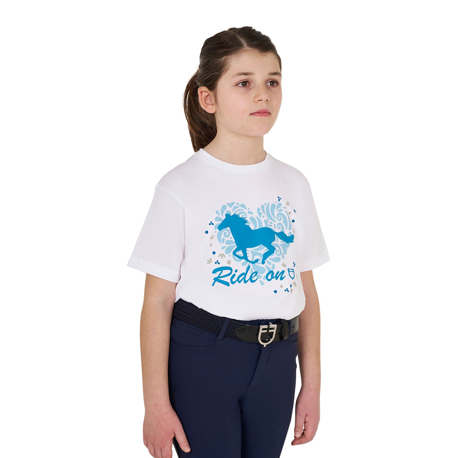 Equestro girl's ride on cotton t-shirt - Colore WHITE