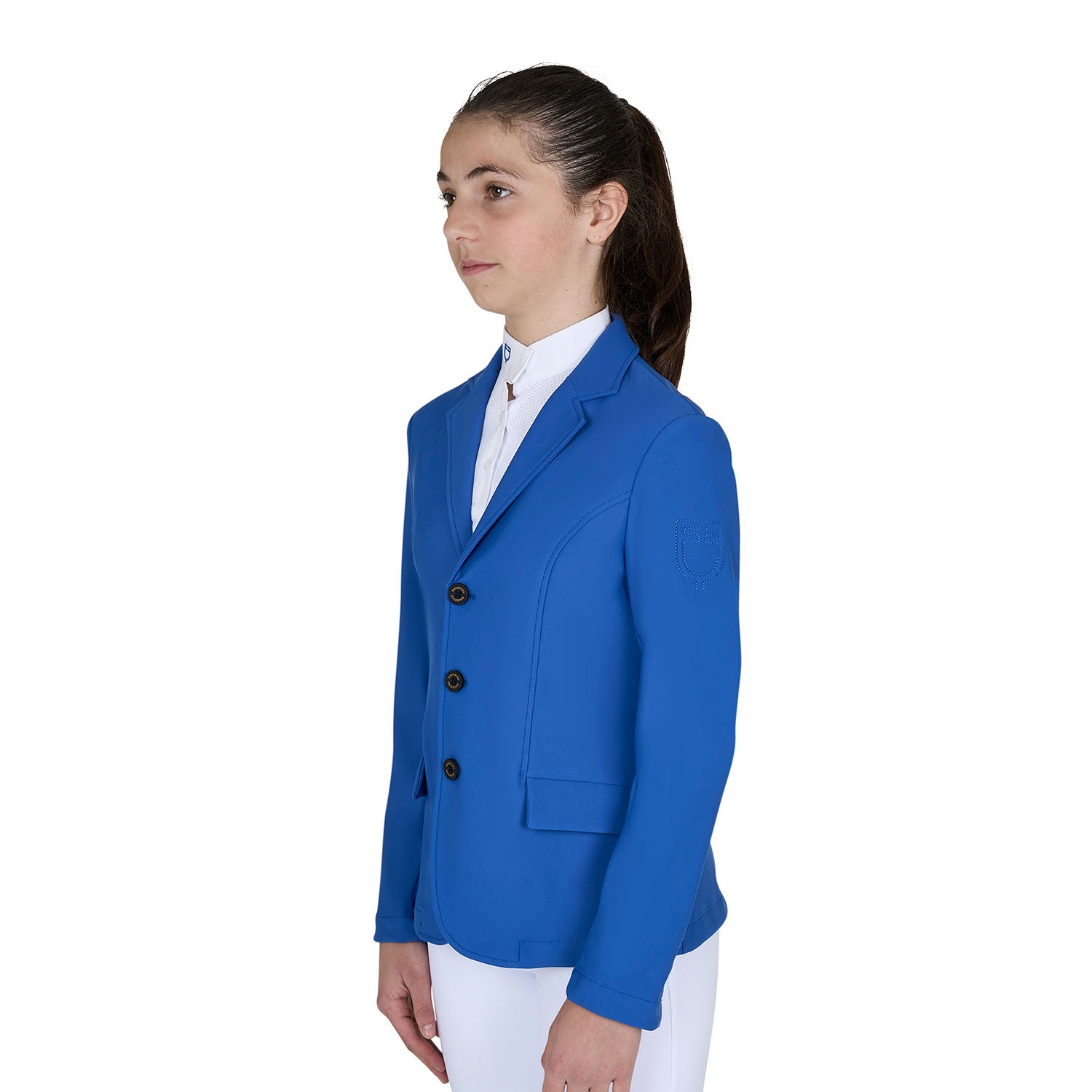 Equestro kids' girasol competition riding jacket - Colore BLUE QUARTZ (19-3964)