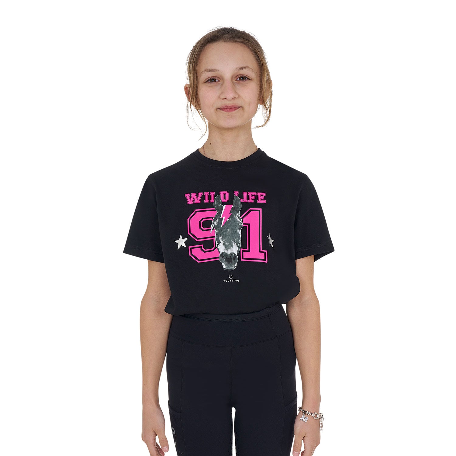 Equestro girl's wild life cotton t-shirt - neutra