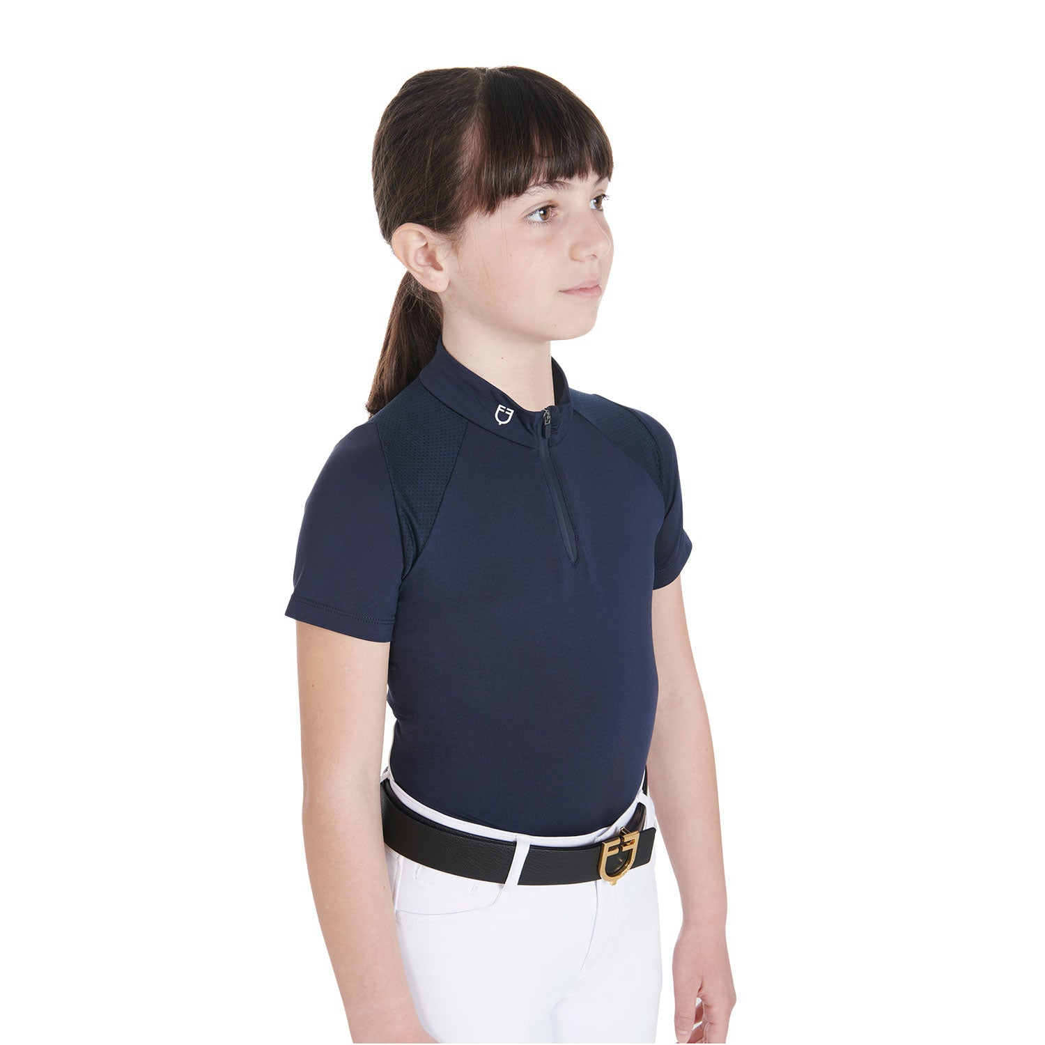 Equestro junior technical training polo ss zip - Colore NAVY