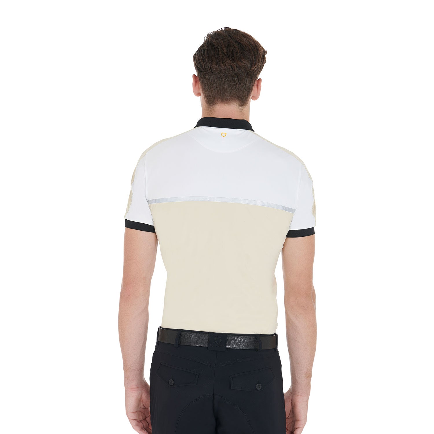 Equestro men's training bicolor polo shirt ss zip - Colore BEIGE/WHITE
