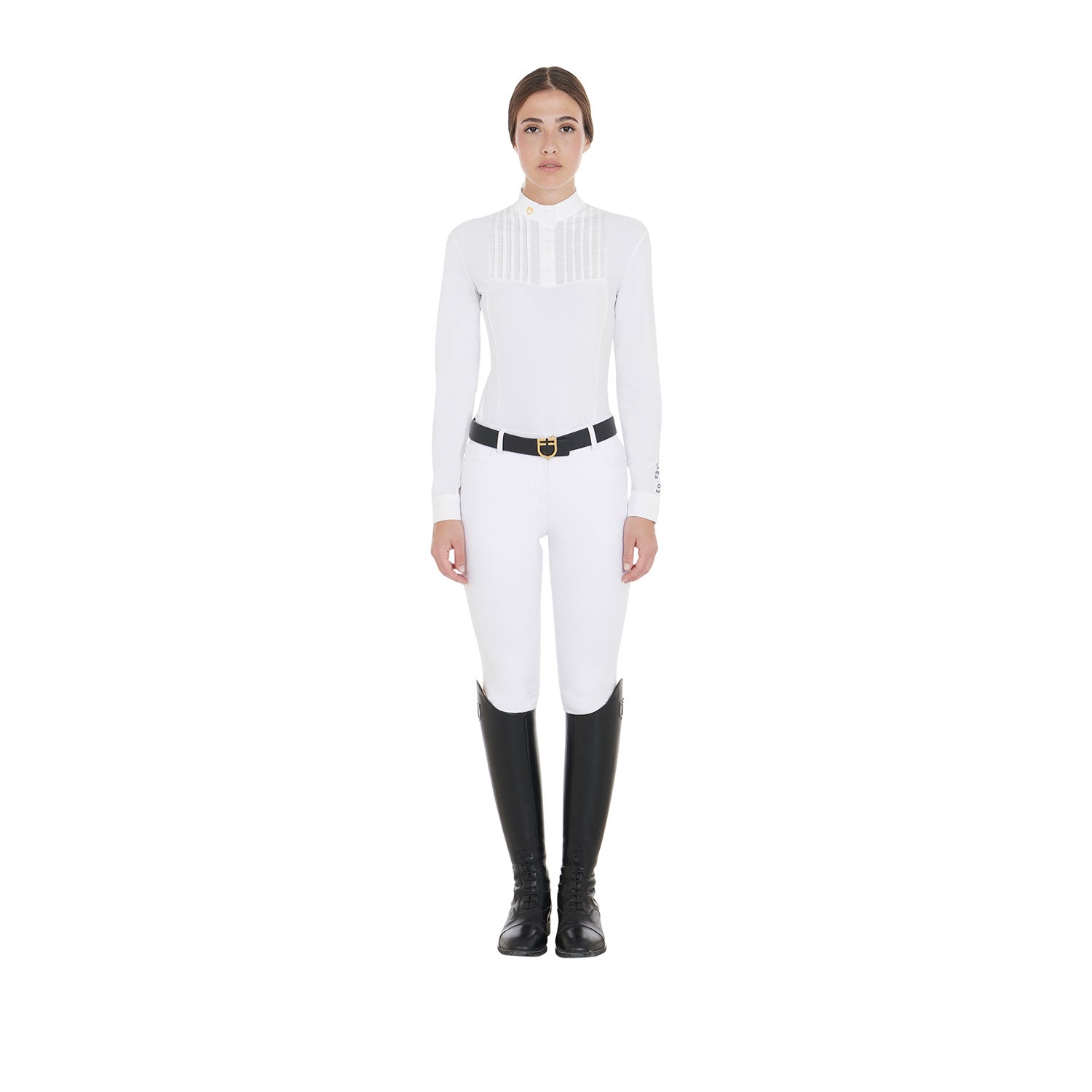 Equestro woman competition ls buttons shirt 1/2 cotton - Colore WHITE