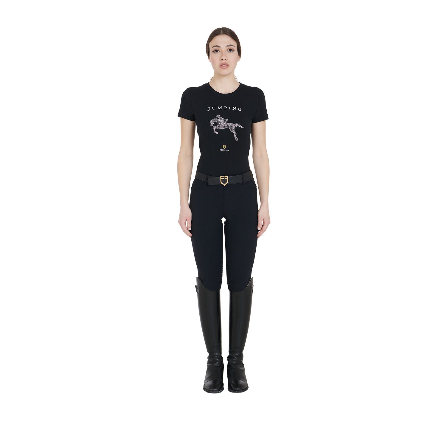 Equestro jumping diamonds woman t-shirt - Colore BLACK