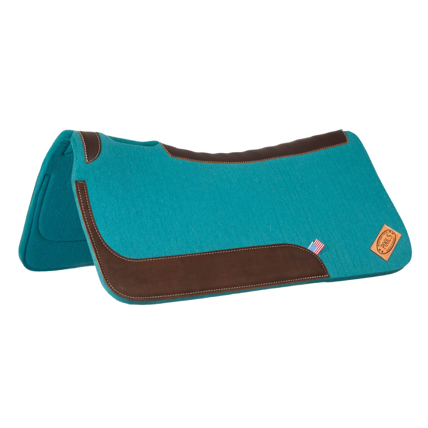 Pool's western felt saddle pad with leather reinforcement - Colore TURQUOISE