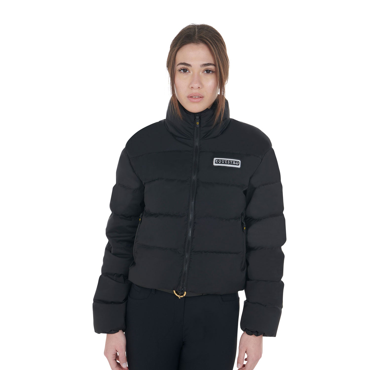 Equestro women's cropped stretch fabric jacket - neutra