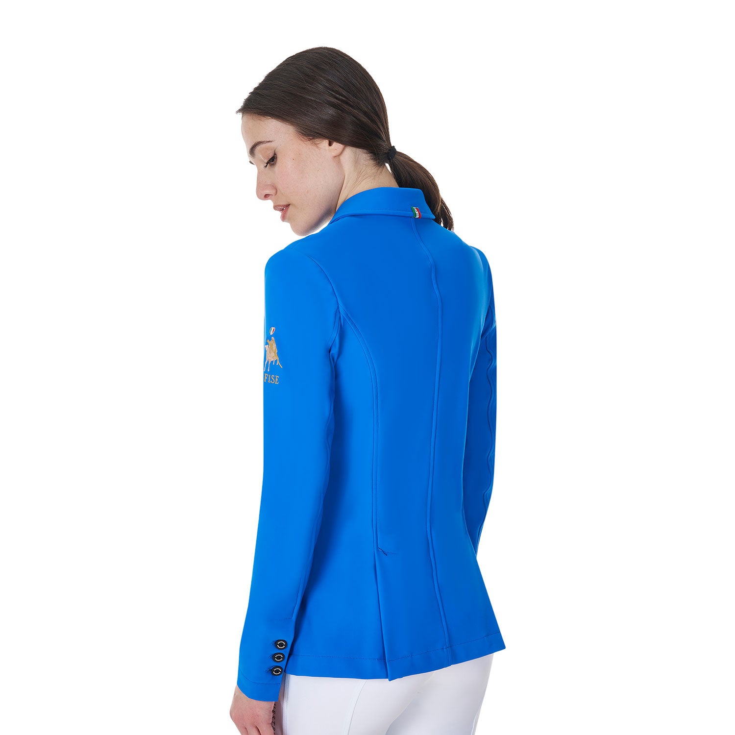 Equestro women's exclusive  riding jacket equestroxfise - Colore AZZURRO SAVOIA (19-4150)
