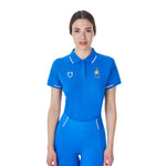 Equestro women's cotton piquet polo shirt ss buttons equestroxfise - neutra