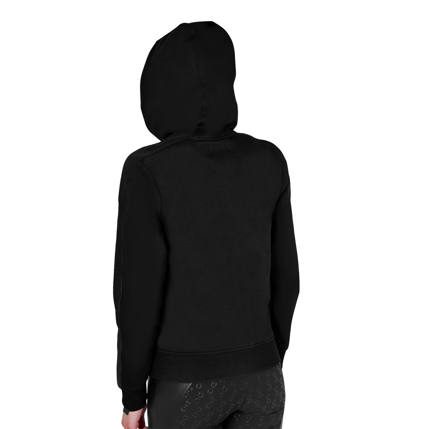 Equestro women's cotton fleece hoodie zip - Colore TOTAL BLACK