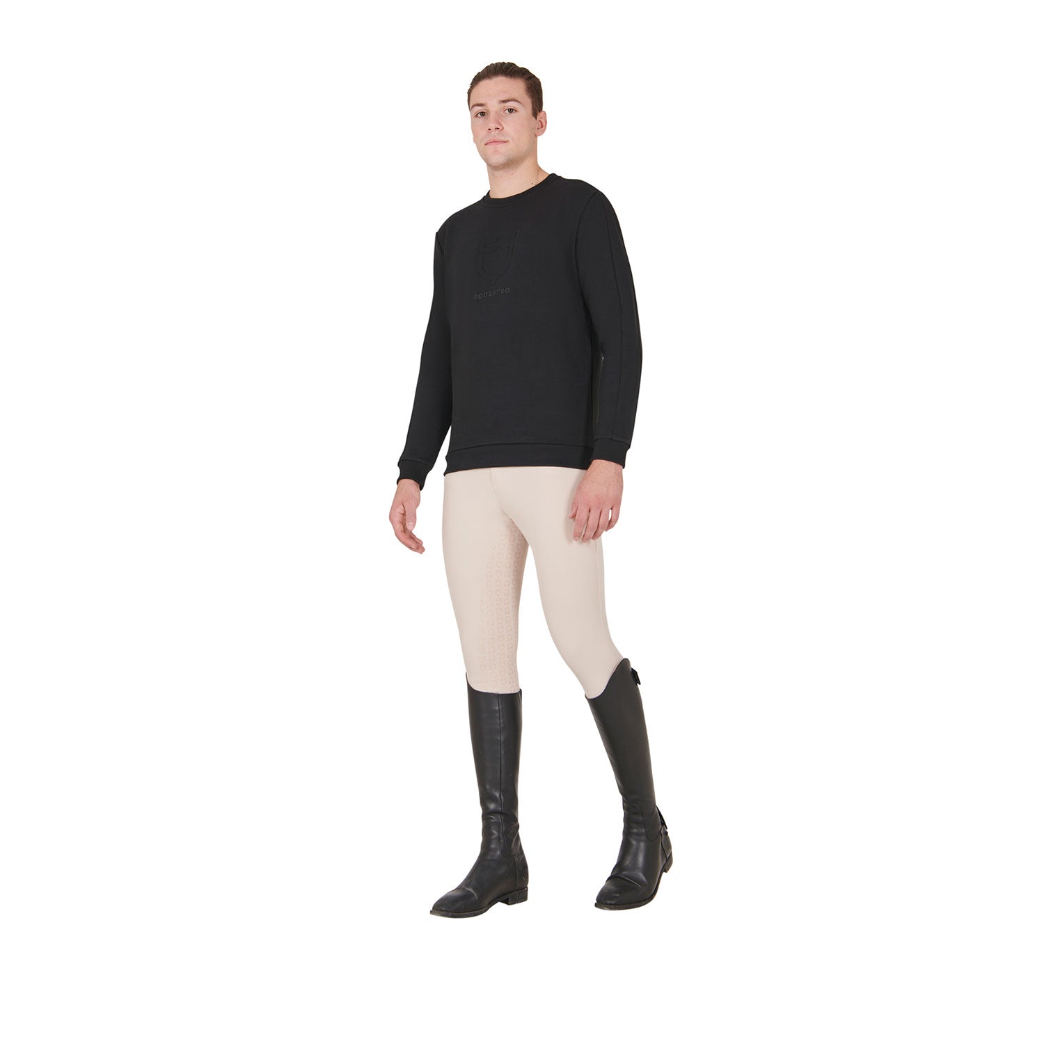 Equestro man winter round-neck sweatshirt - Colore BLACK