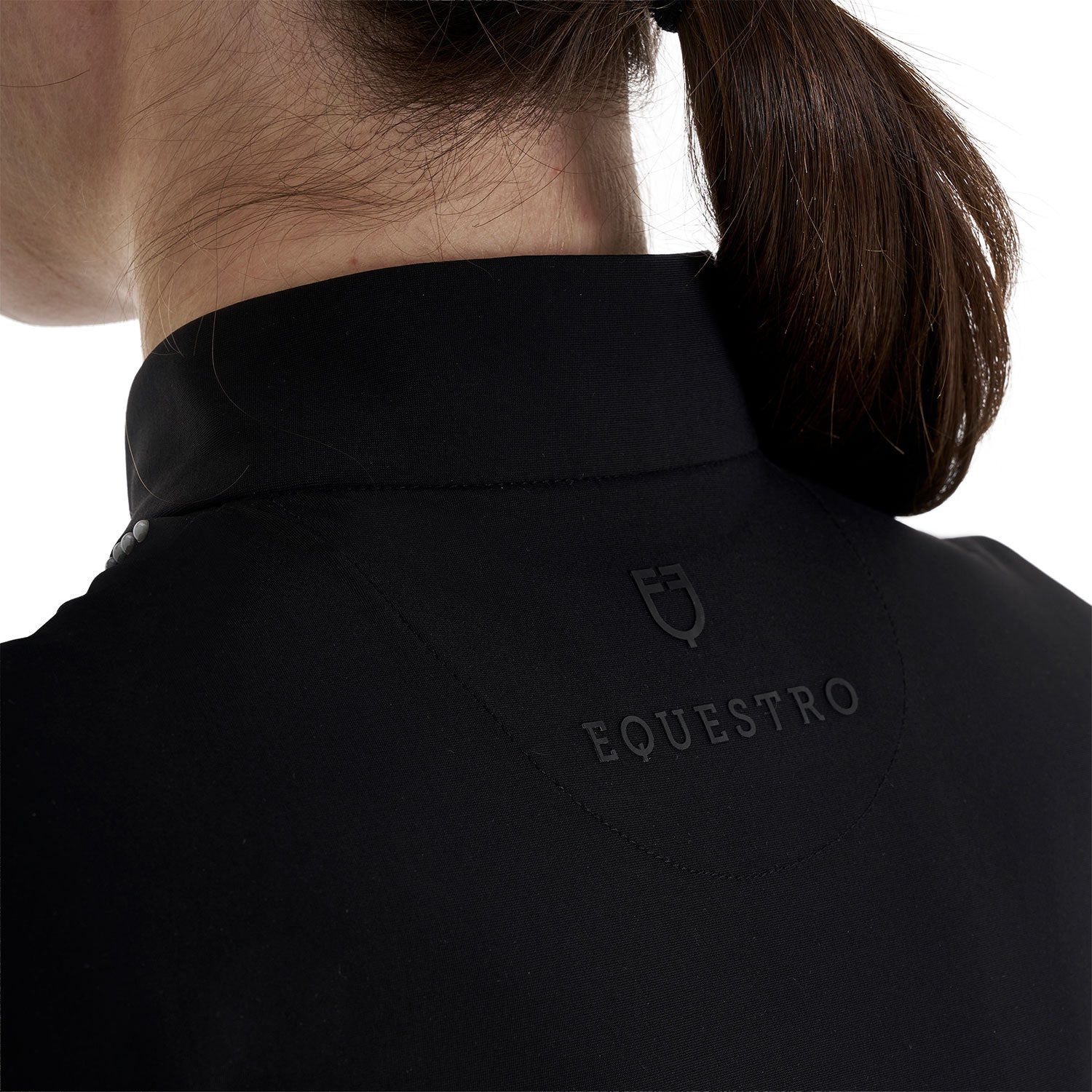 Equestro women's pearl training polo shirt ss zip - Colore BLACK