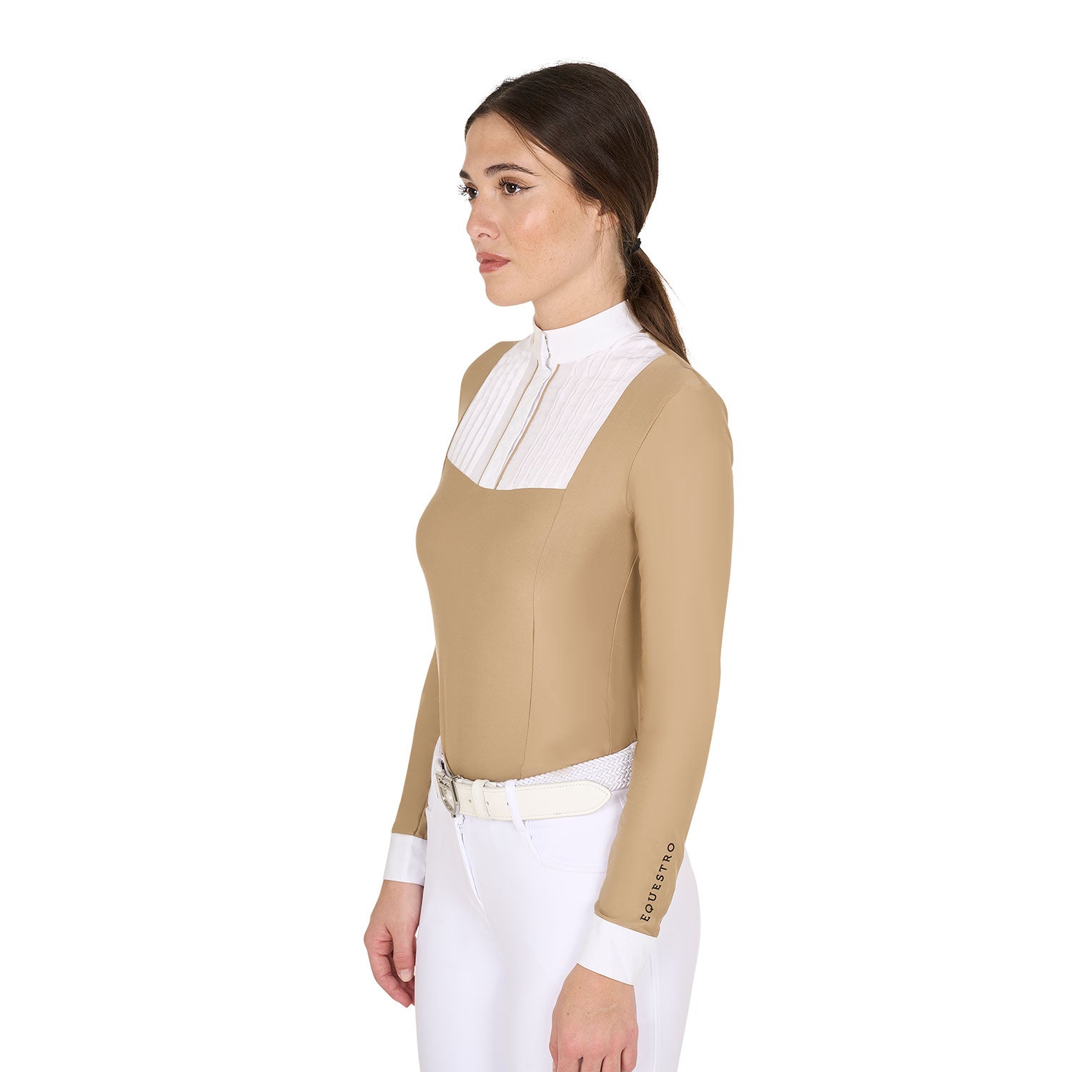 Equestro woman competition ls buttons shirt 1/2 cotton - Colore INCENSE (16-1010)