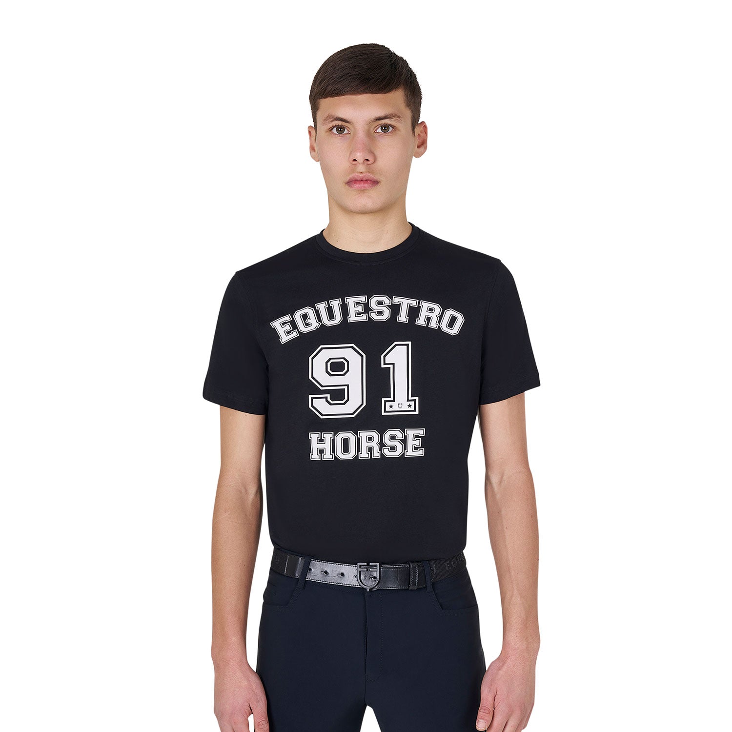 Equestro men's horse club cotton t-shirt - neutra