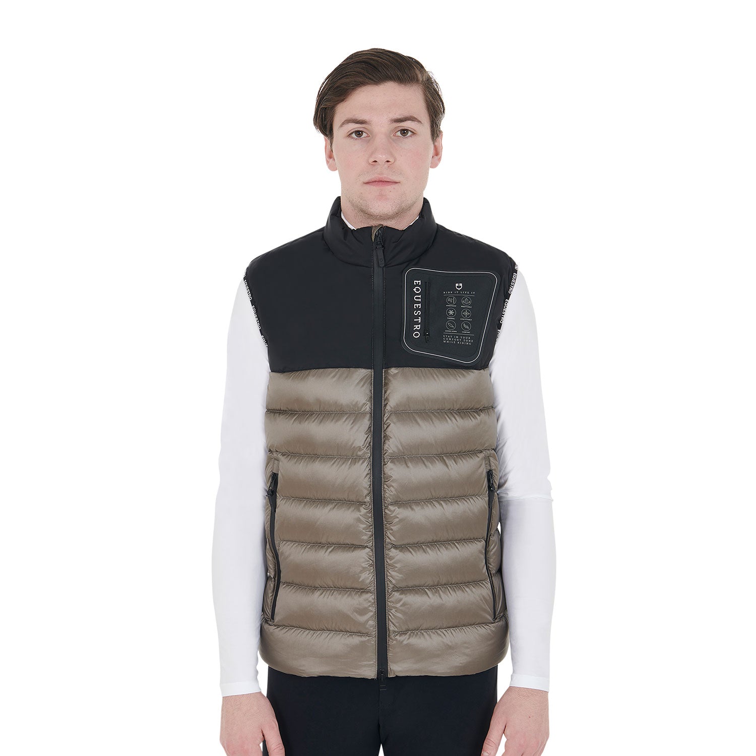 Equestro men's stretch+nylon vest - Colore BLACK/WALNUT (18-1112)