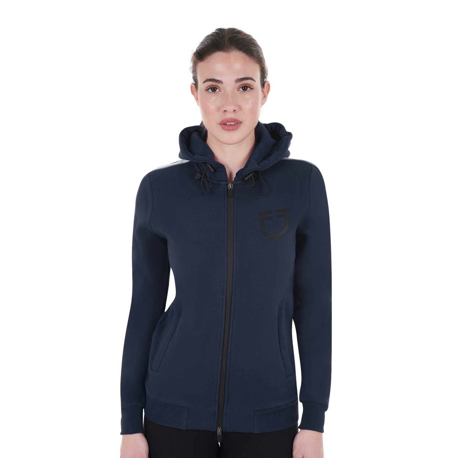 Equestro women's cotton fleece hoodie zip - neutra