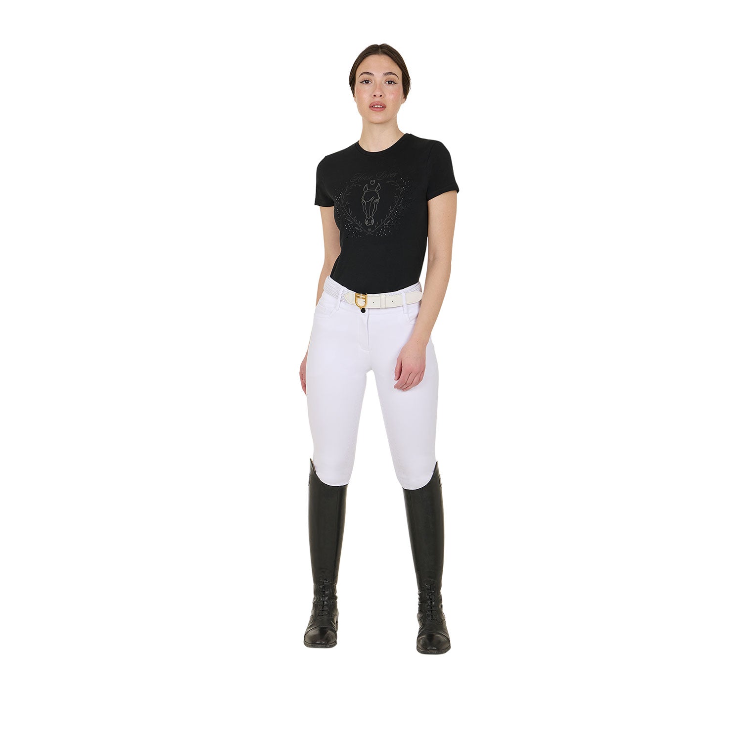 Equestro women's wild heart cotton t-shirt - Colore BLACK