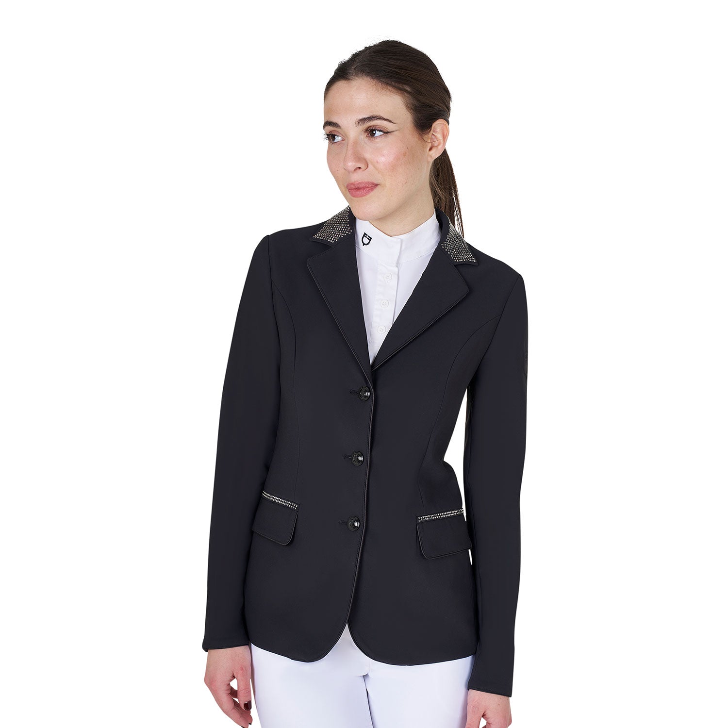 Equestro women's  black label collection competition strass riding jacket - Colore BLACK