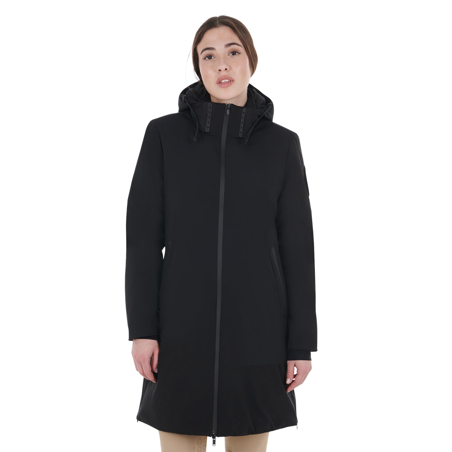 Equestro women's basic long puffer jacket - neutra