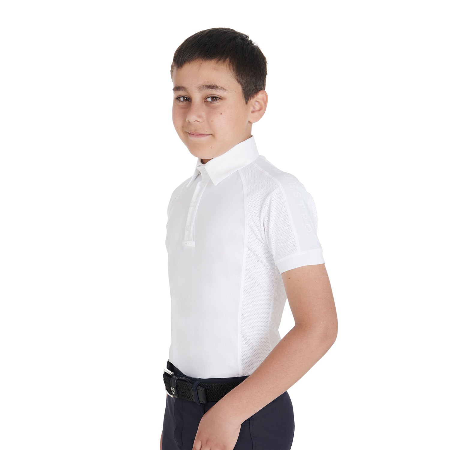 Equestro boy polo shirt ss buttons 1/2 mesh - Colore WHITE