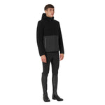 Equestro men's teddy + nylon full zip hybrid jacket with hood - Colore BLACK