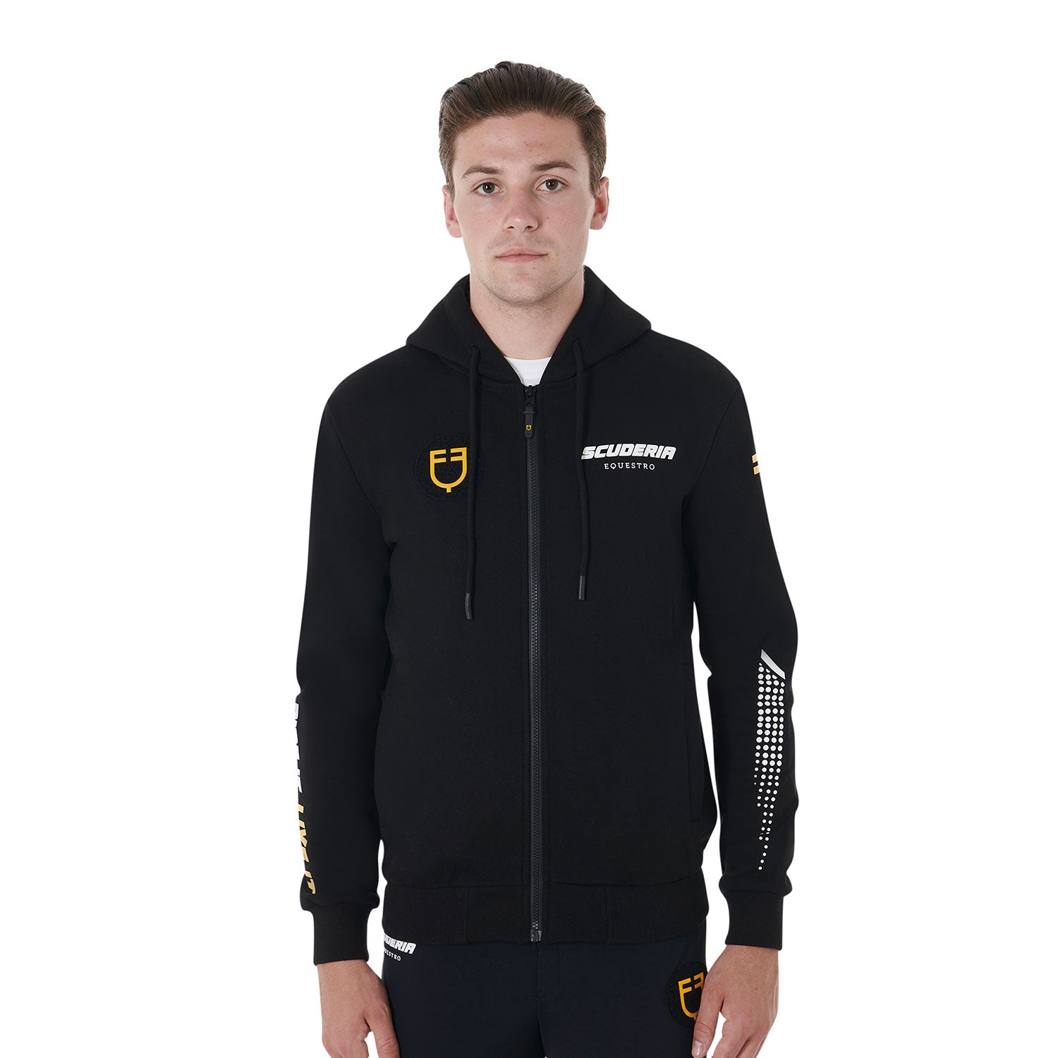 Equestro men's scuderia equestro collection full zip hoodie - neutra