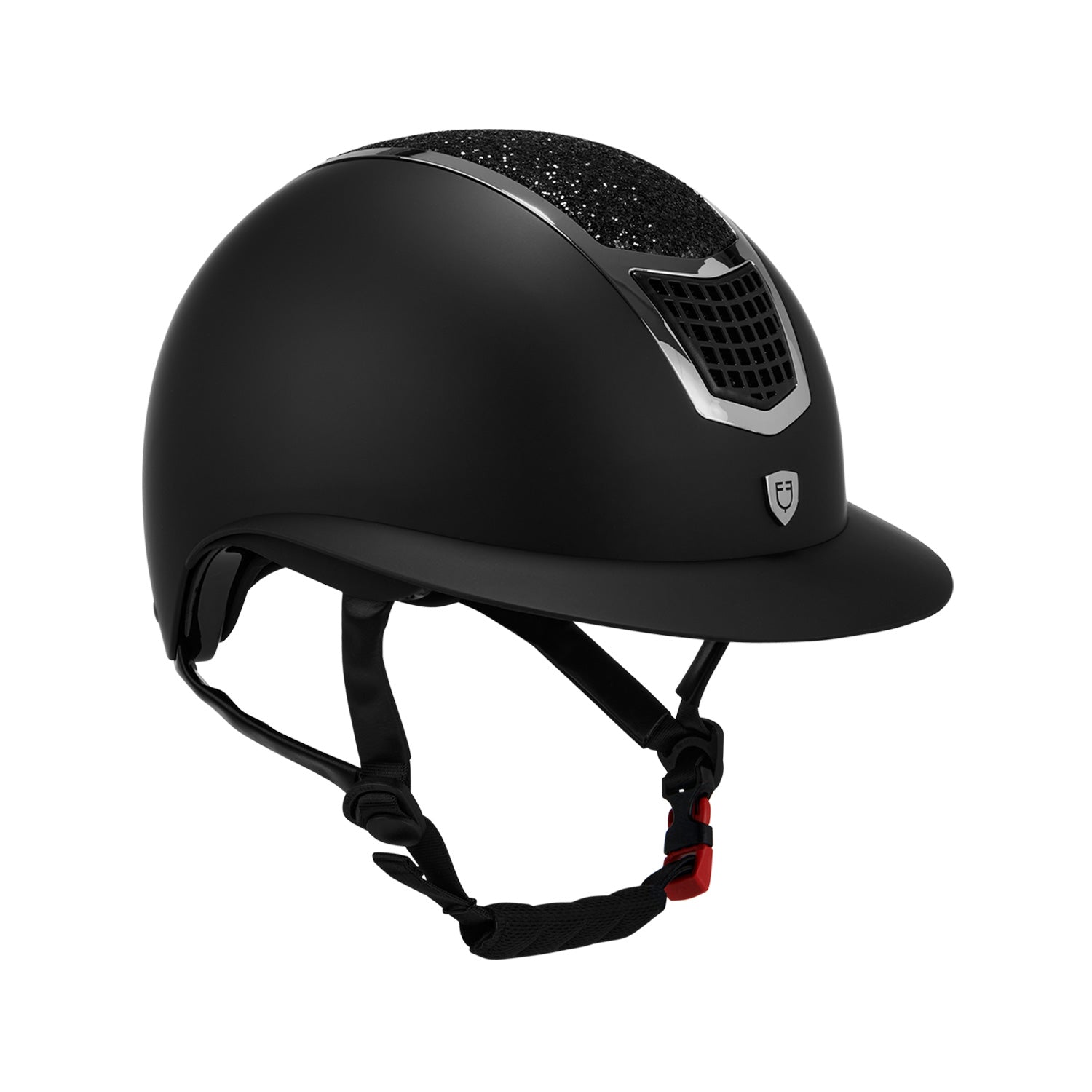 Equestro casco equestro modello eclipse stone mat wide visor (3 padding) - Colore BLACK/SILVER