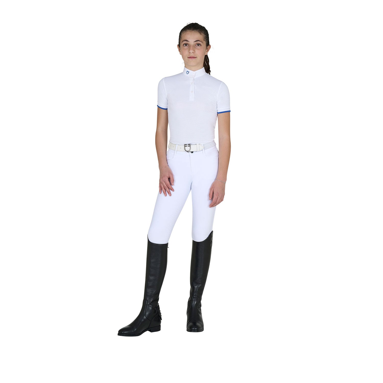 Equestro polo bimba manica corta modello clara - Colore WHITE/BLUE QUARTZ (19-3964)