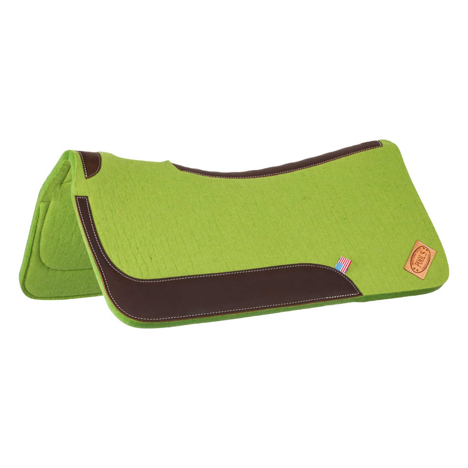 Pool's western felt saddle pad with leather reinforcement - Colore LIME