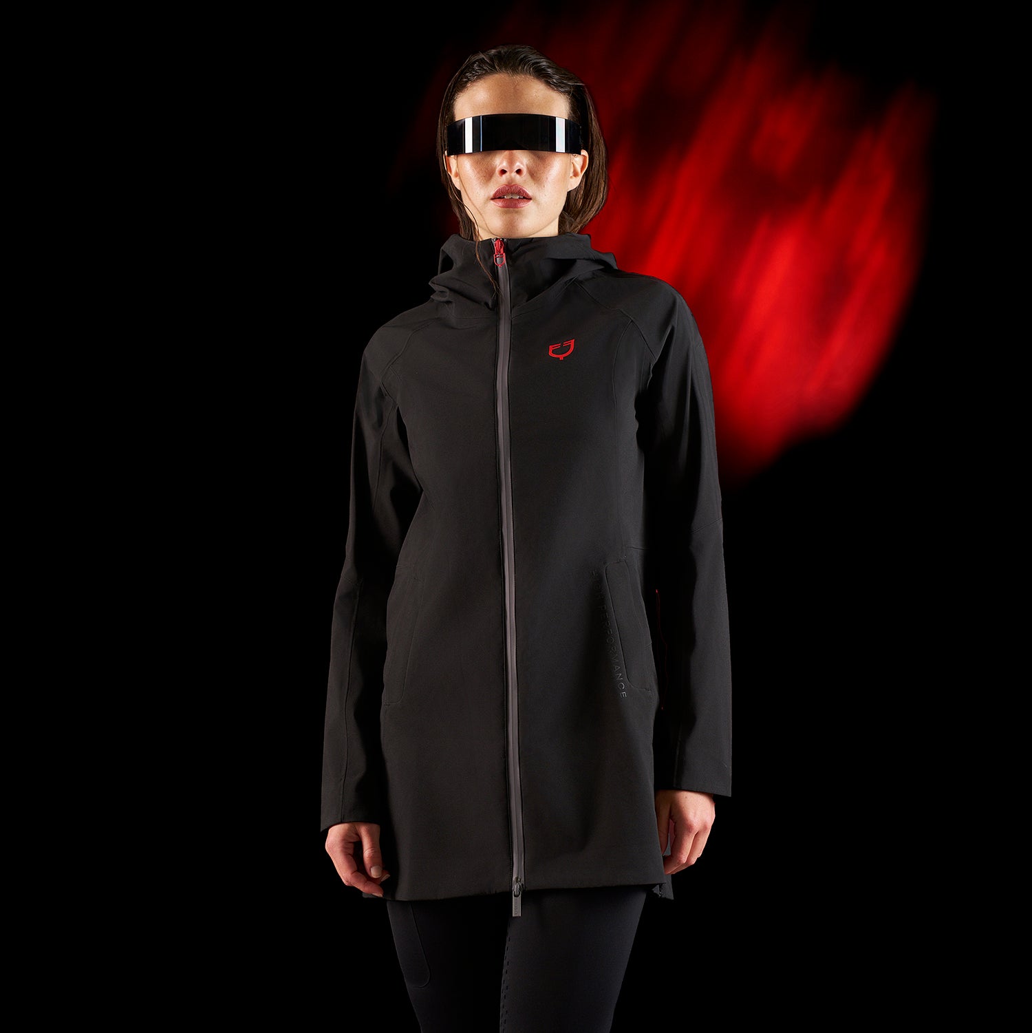 Equestro women's ridertechnology technical long raincoat jacket - neutra