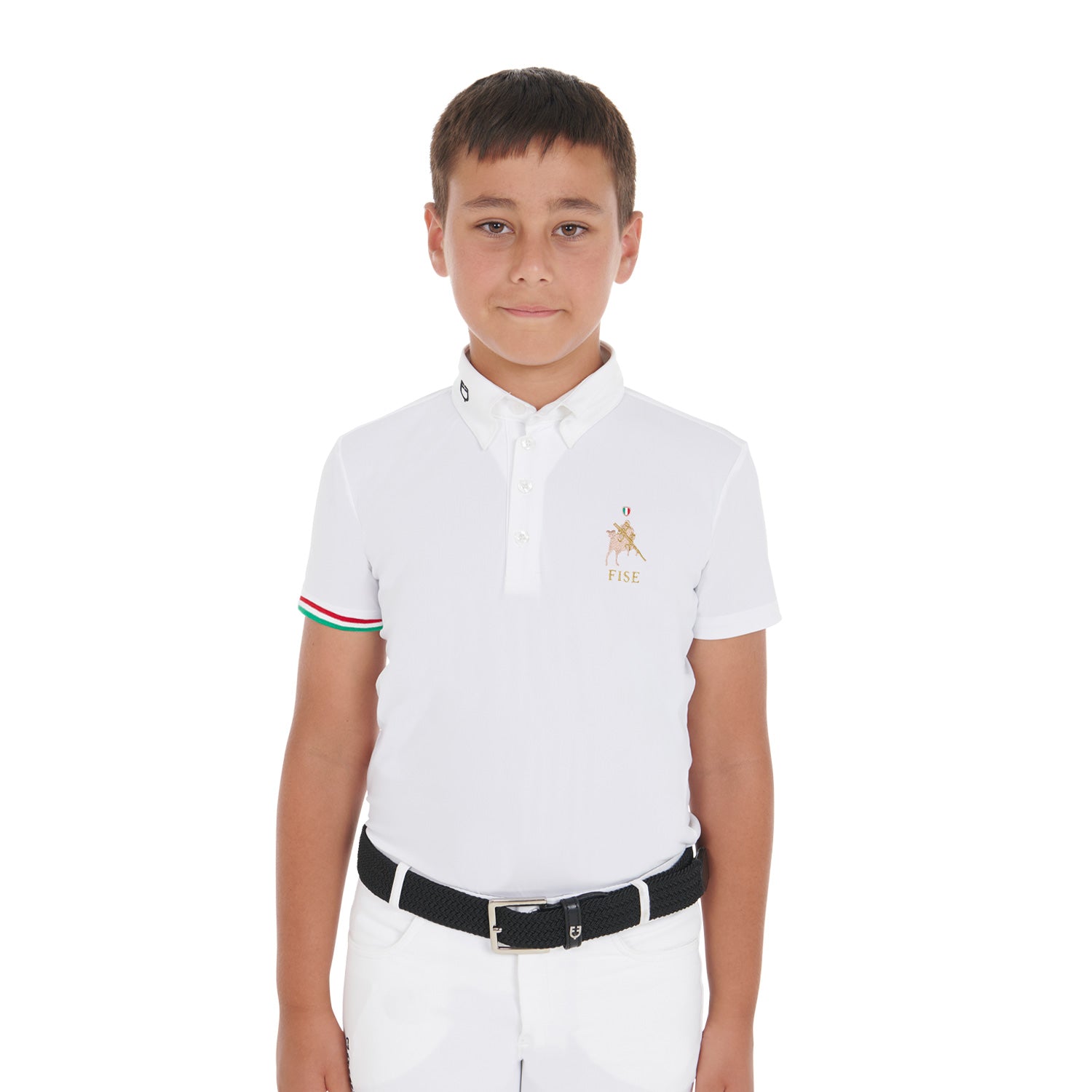 Equestro boy's competition polo ss flag equestroxfise - neutra