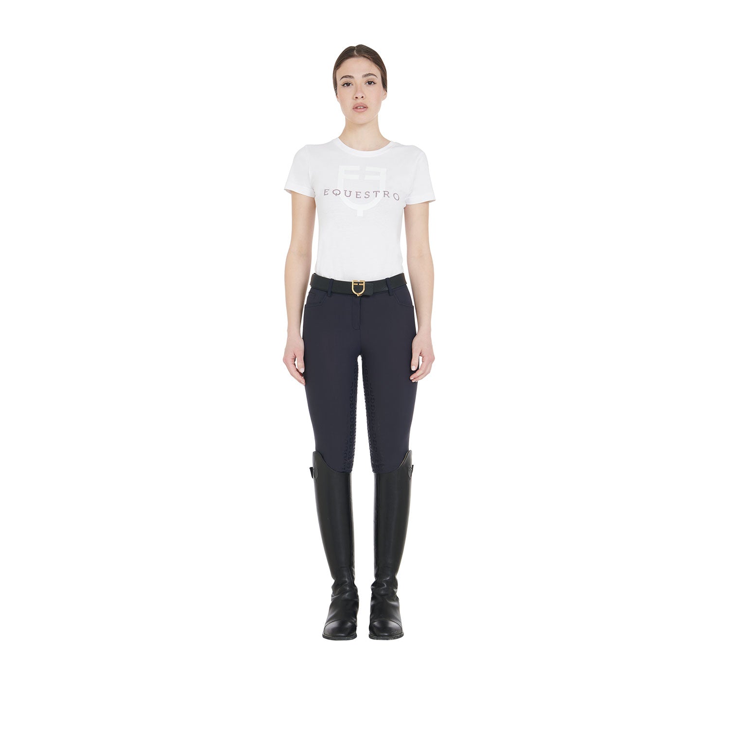 Equestro women's breeches high waist full grip with fleece lining - Colore NAVY BLAZER (19-3923)