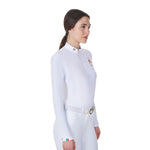 Equestro women's competition polo ls zip equestroxfise - Colore WHITE