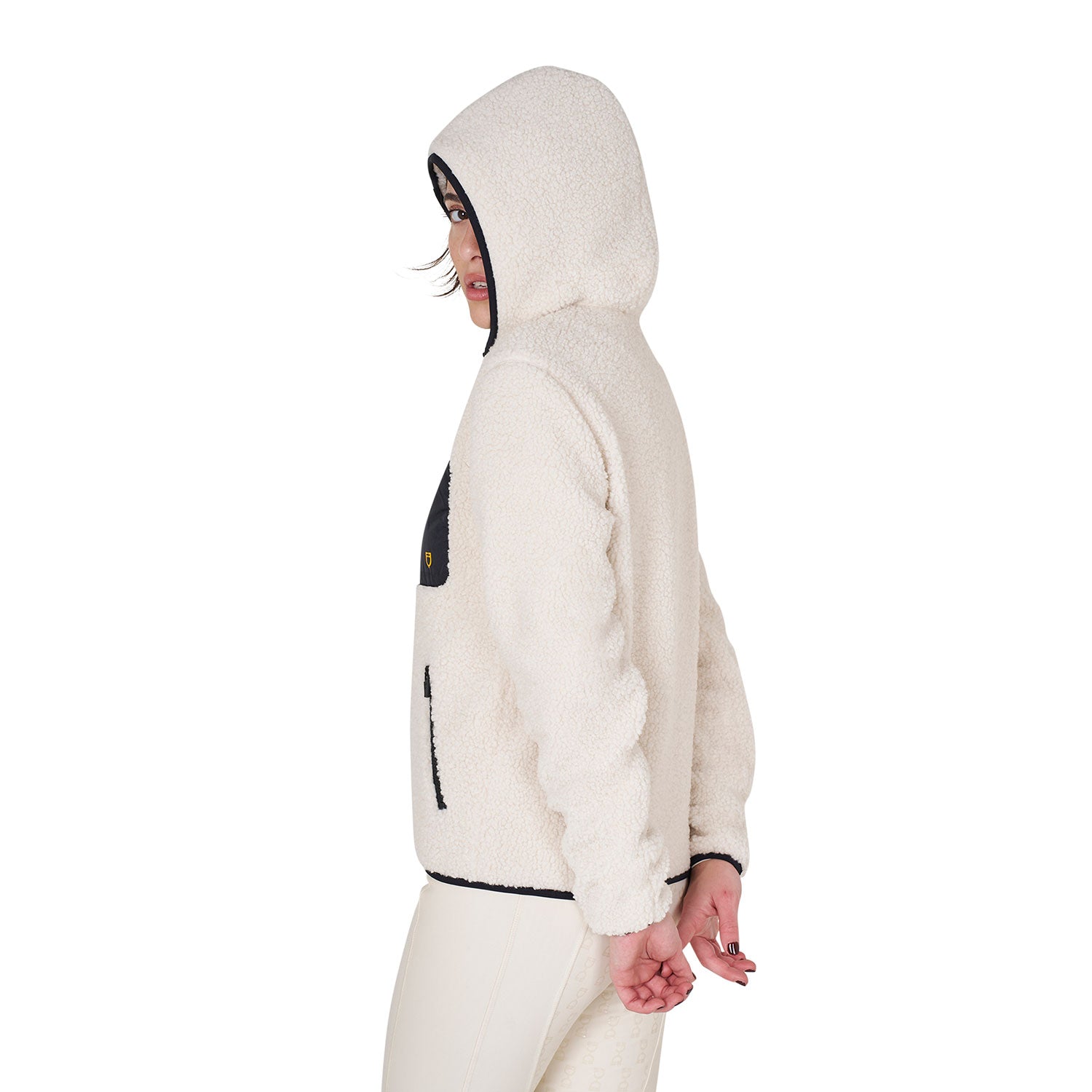 Equestro woman teddy full zip jacket with hood - Colore ANTIQUE WHITE (11-0105)