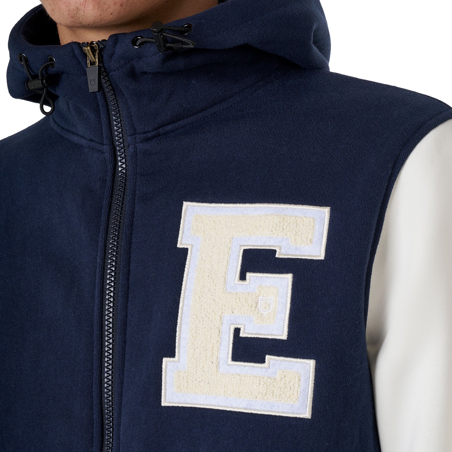 Equestro men's winter institutional bicolor hoodie - Colore NAVY BLAZER (18-3923)/ANTIQUE WHITE (11-0105)