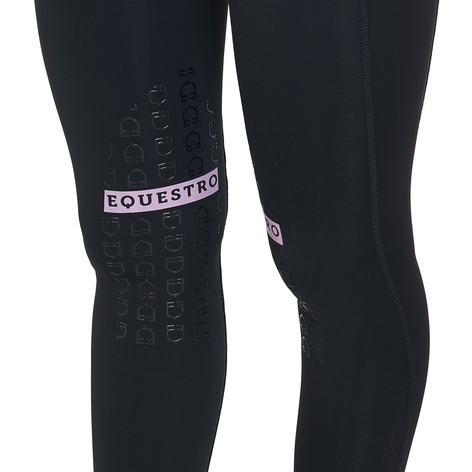 Equestro leggings equestro modello kao tessuto tecnico elasticizzato - Colore BLACK/LILLA 15-3520