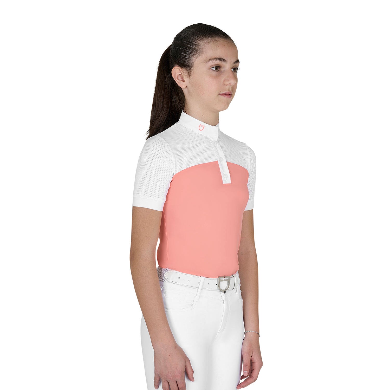 Equestro girl polo shirt ss buttons 1/2 mesh - Colore DESERT FLOWER