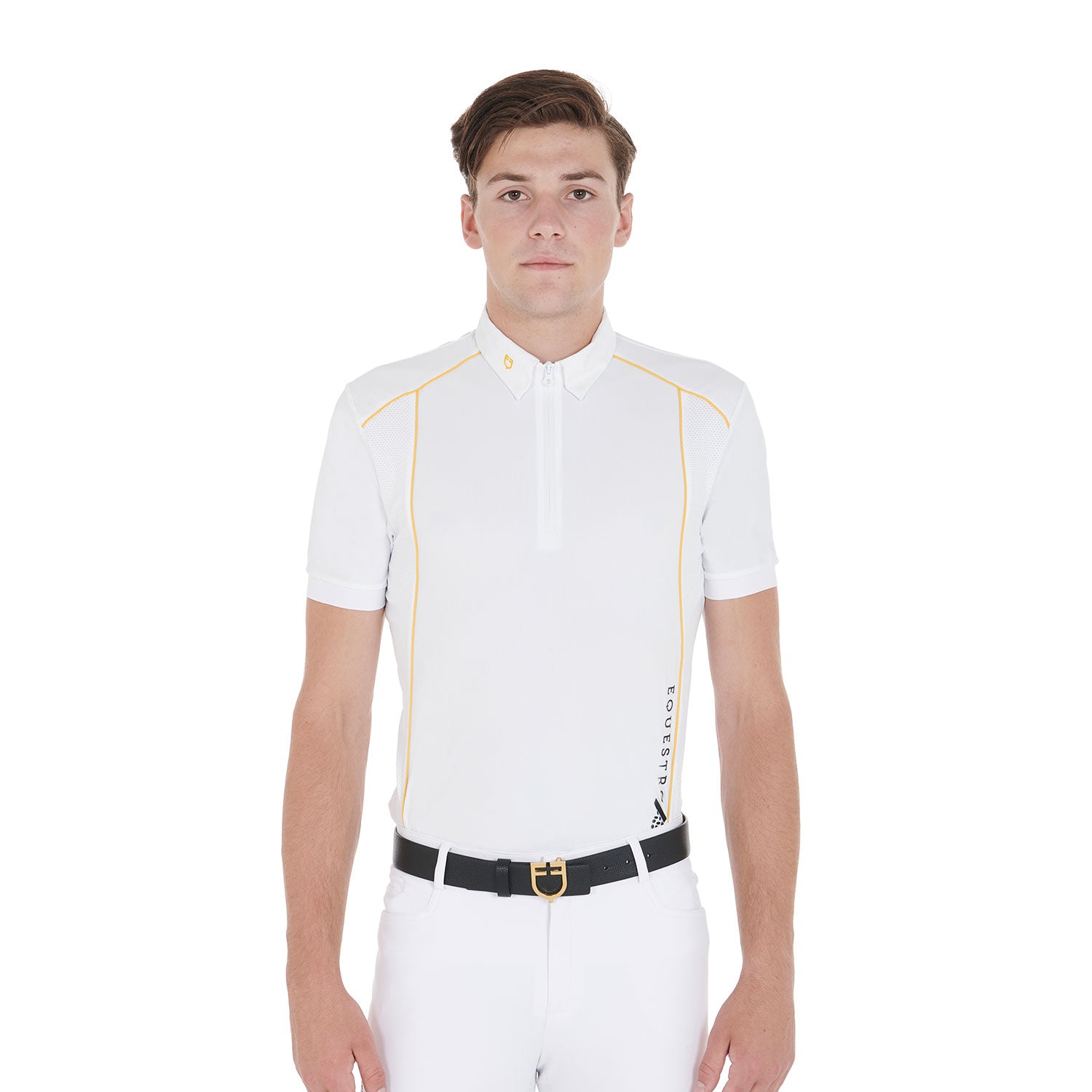 Equestro men's competition polo shirt ss zip - neutra