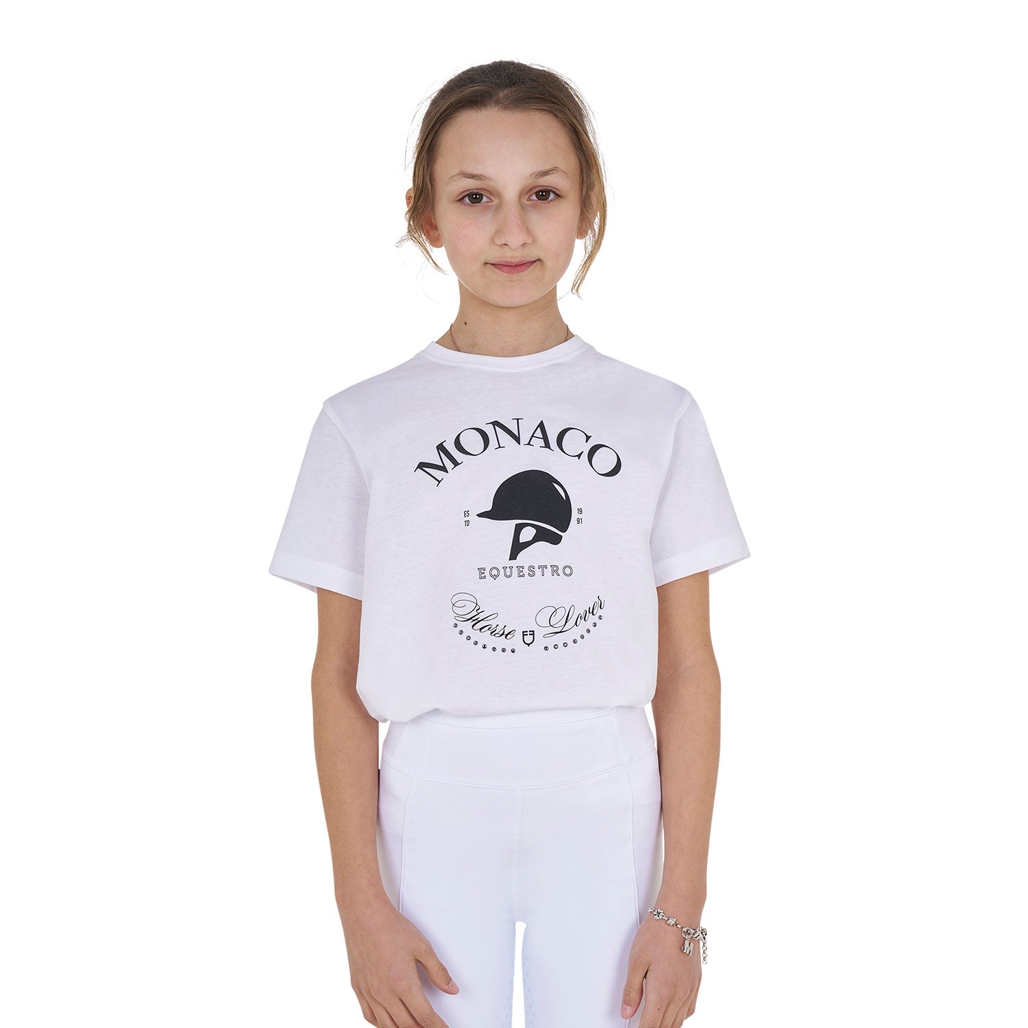 Equestro girl's monaco cotton t-shirt - Colore WHITE