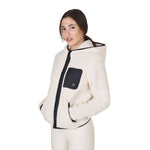 Equestro woman teddy full zip jacket with hood - Colore ANTIQUE WHITE (11-0105)