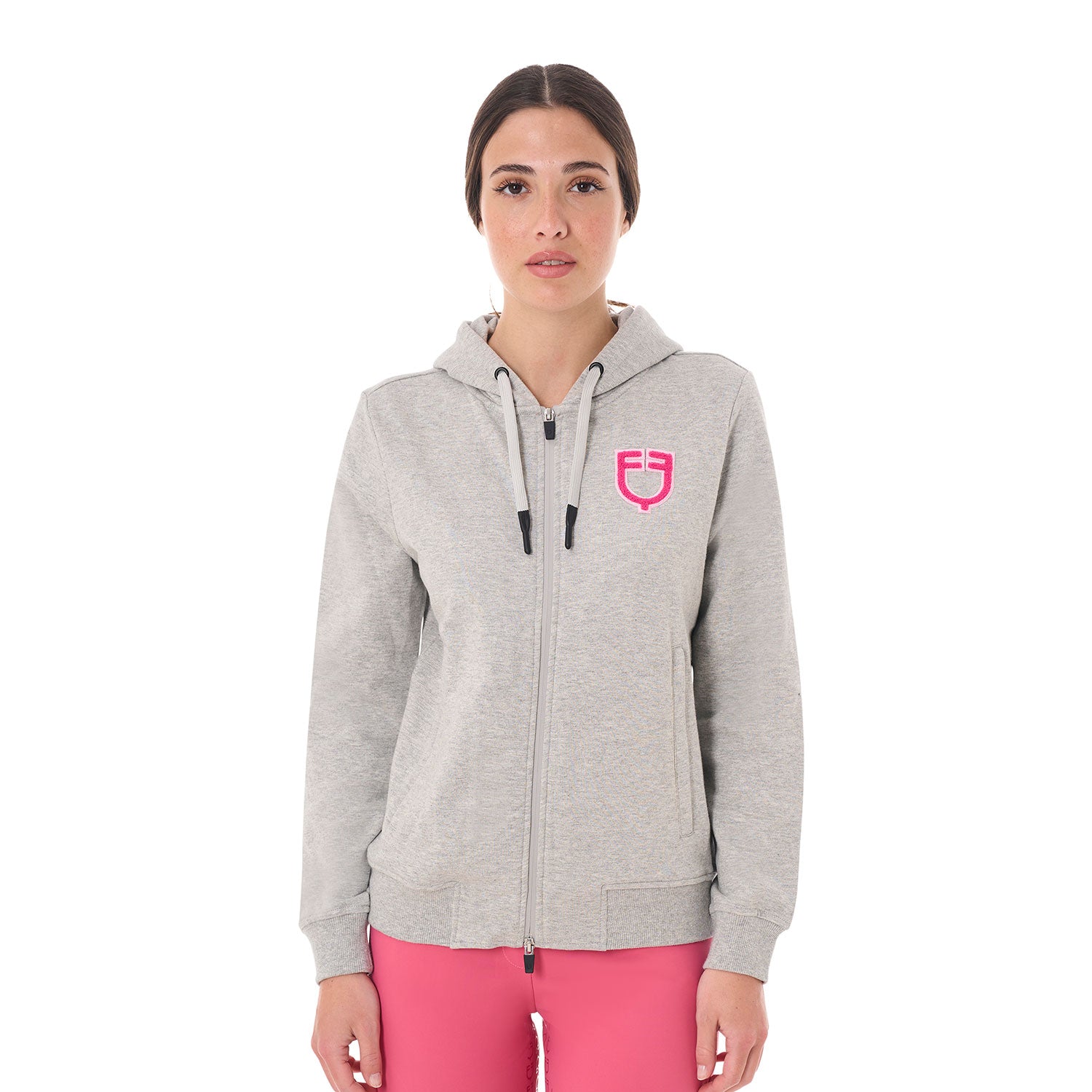 Equestro women's sponge stich logo hoodie - neutra