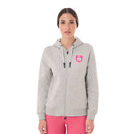 Equestro women's sponge stich logo hoodie - Colore LIGHT GREY MELANGE/HONEYSUCKLE (18-2120)