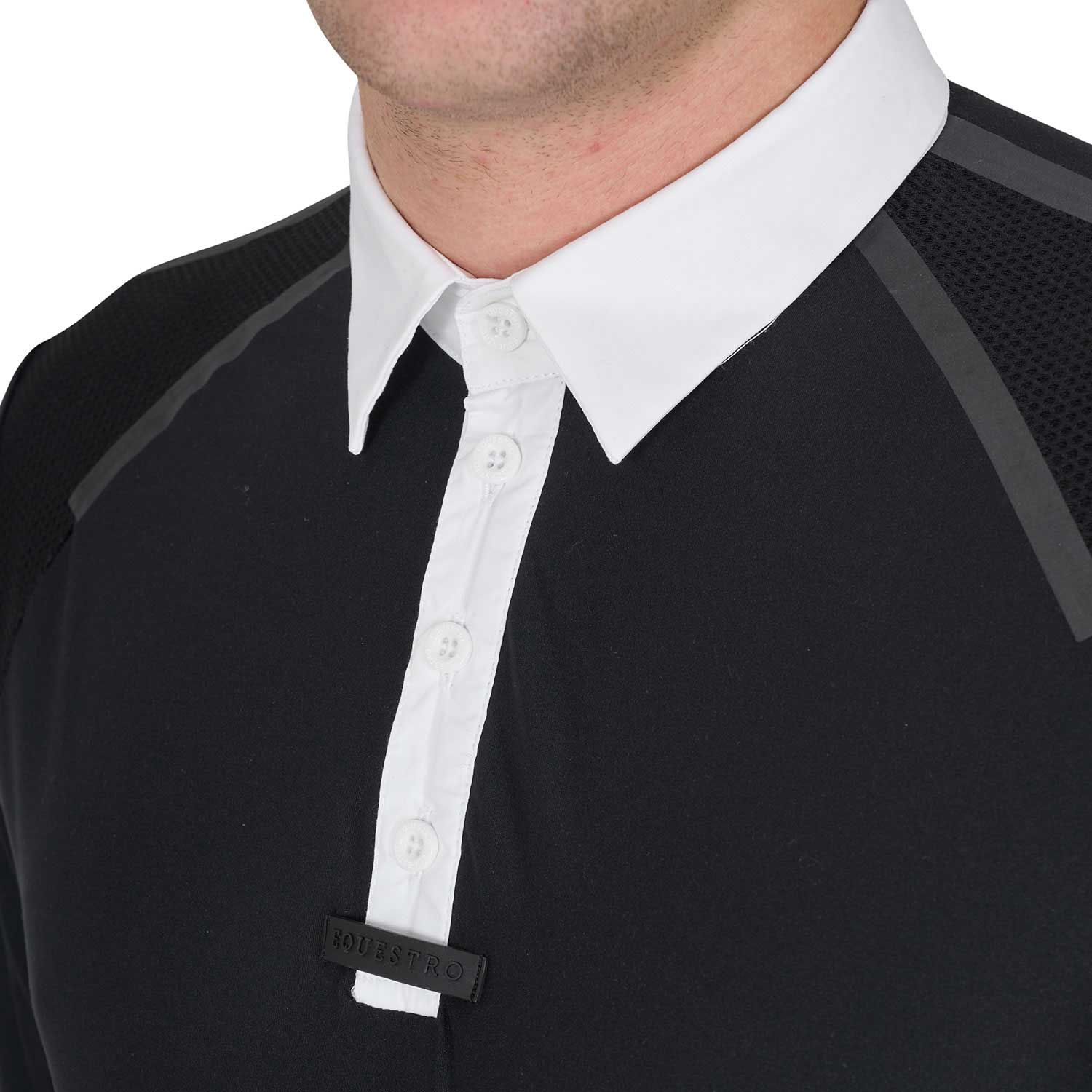 Equestro men's competition polo shirt ss buttons - Colore BLACK