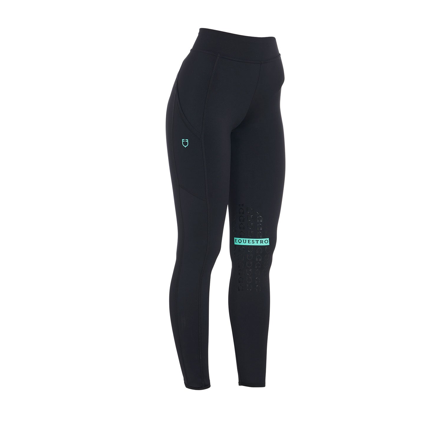 Equestro leggings equestro modello kao light tessuto tecnico elasticizzato - Colore BLACK/EMERALD 333C