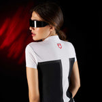 Equestro women's competition ridertechnology polo shirt ss with zip - Colore WHITE/BLACK