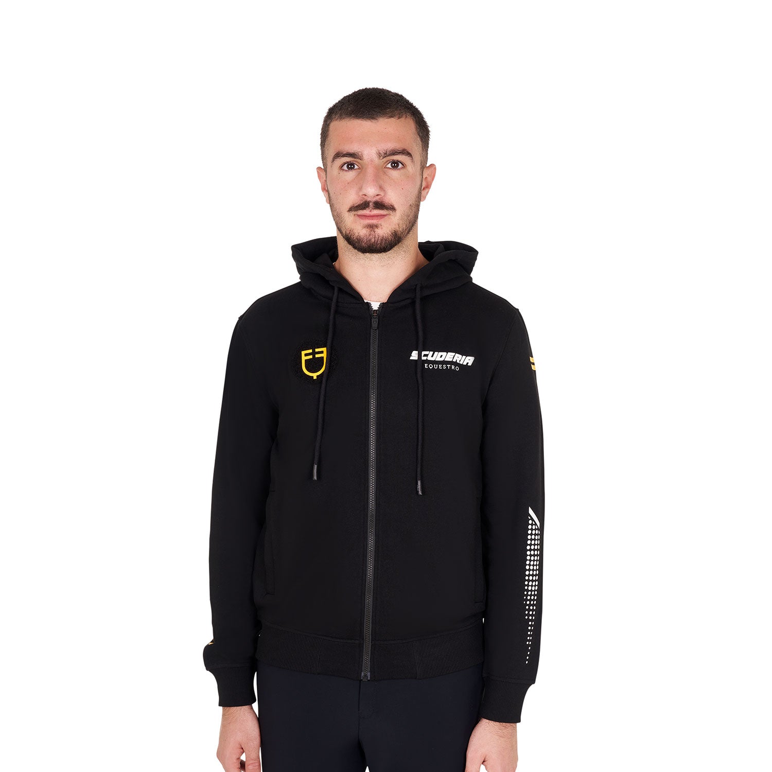 Equestro men's scuderia equestro colletion french terry full zip hoodie - neutra