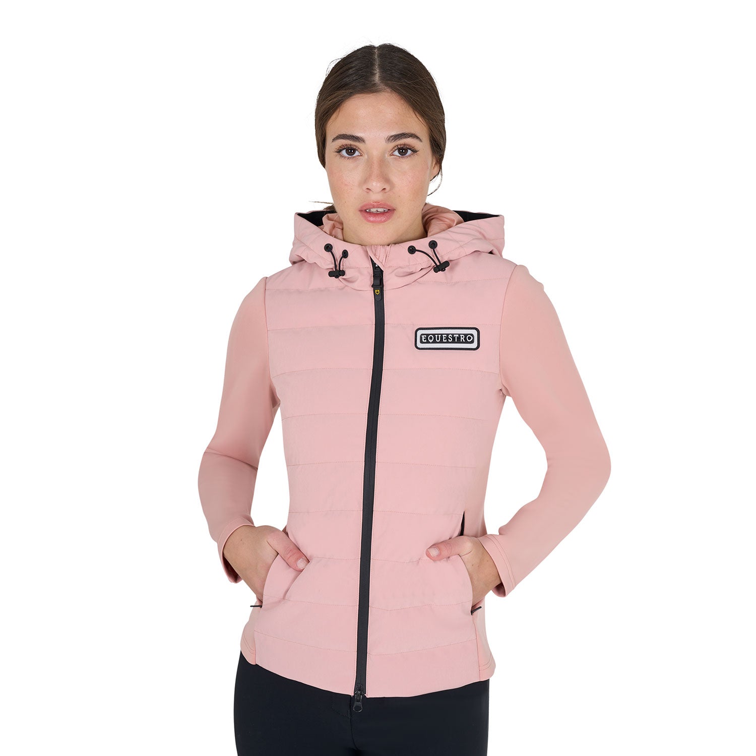 Equestro women's jersey+scuba technical down jacket - Colore CAMEO ROSE (14-1310)